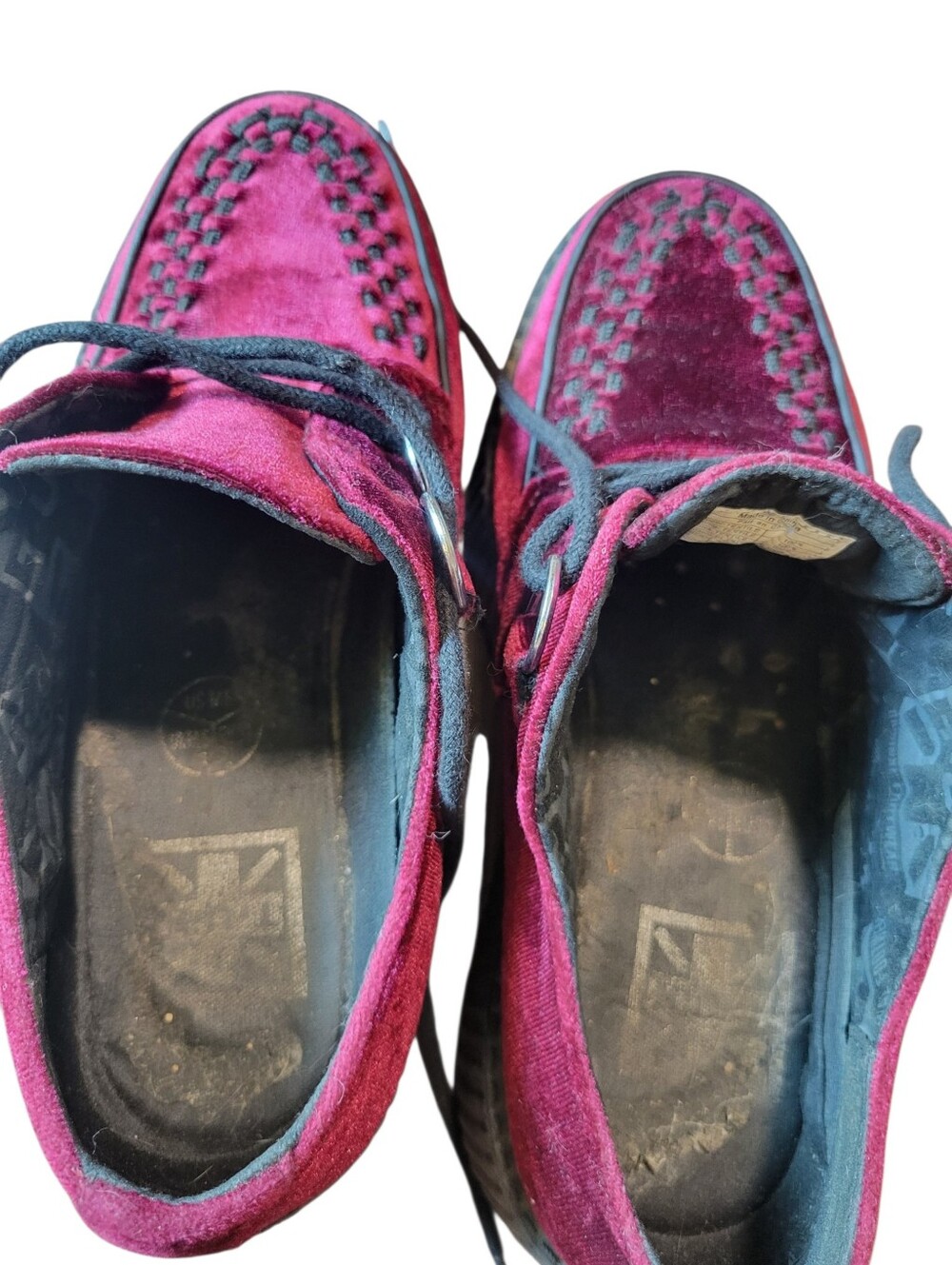 T.U.K Viva High Creeper Burgundy Velvet Shoes - Picture 7 of 11
